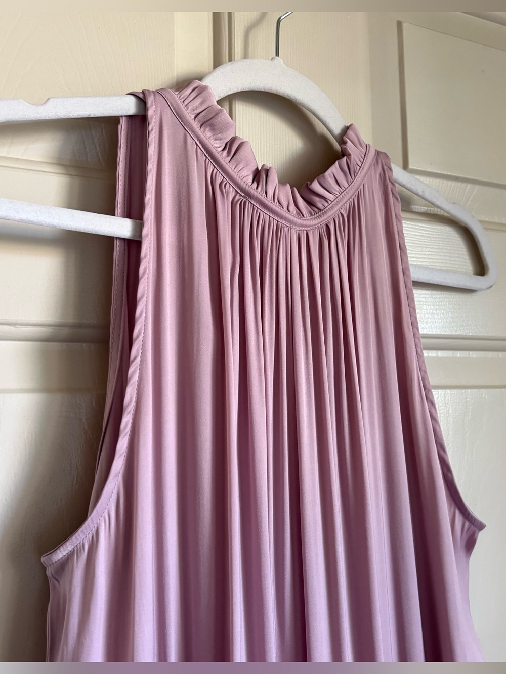Anthropologie Drop Waist Pleated Mini Dress Blush Pink Coquette Romantic Large - Picture 6 of 6